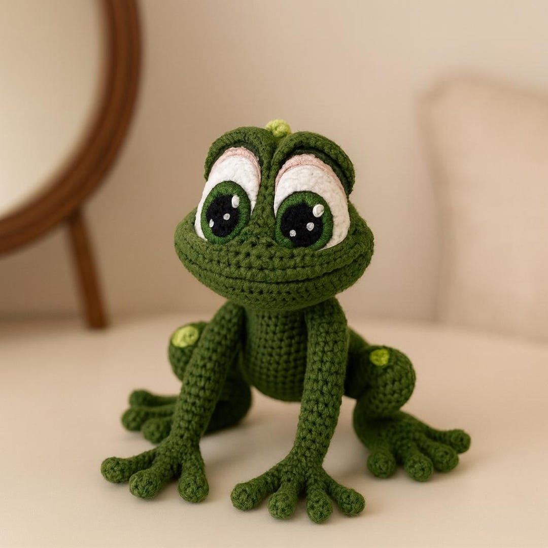 Amigurumi Frog Crochet Pattern | Cute Plush Frog Toy PDF Tutorial | Handmade Stuffed Animal DIY Gift