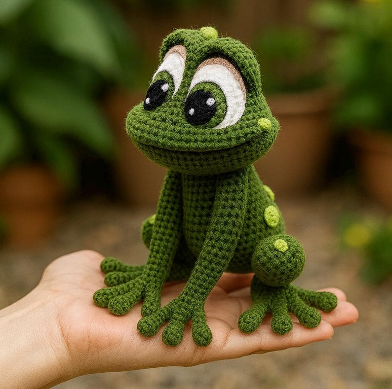 Amigurumi Frog Crochet Pattern | Cute Plush Frog Toy PDF Tutorial | Handmade Stuffed Animal DIY Gift